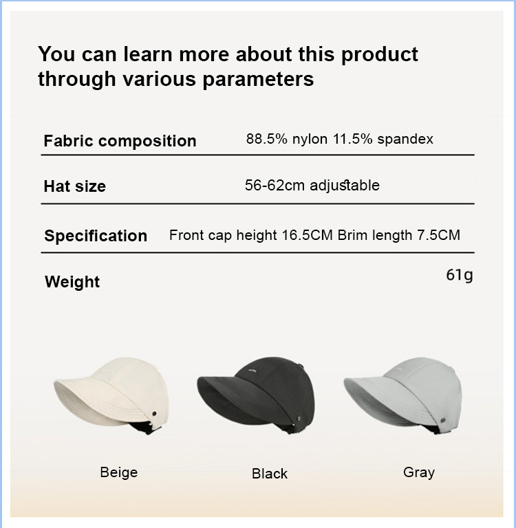 Stylish look sunscreen cap Outdoor cap Comfortable and nonstringy ...