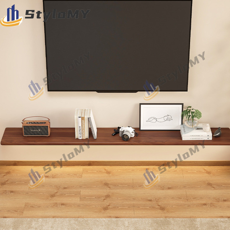 Solid Wood Single Shelf TV Cabinet Suspended Under TV Wooden Board ...