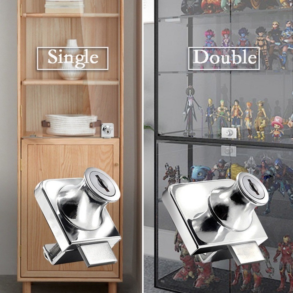 Single Double Glass Lock with Key Push Sliding Showcase Easy To Install ...