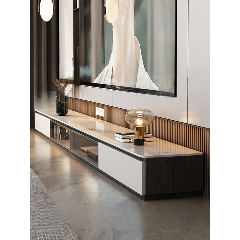TV Console Rounded Corner Floor To Ceiling TV Cabinet Luxury High-End ...