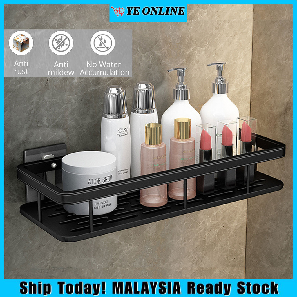 Bathroom Storage Rack Stainless Steel Adhesive No Drilling Kitchen ...