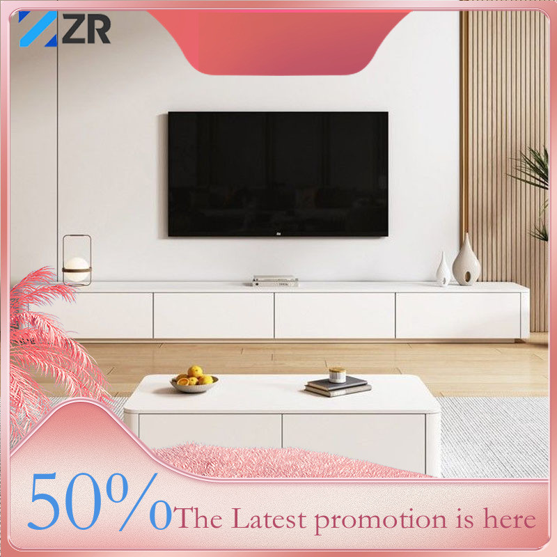 TV Cabinet Coffee Table Set Cream Style White Combination Simple Modern ...