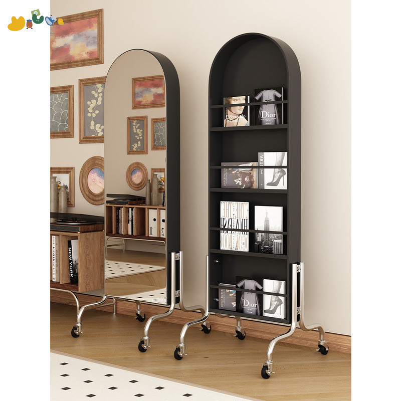 Magazine Rack Dressing Mirror Movable Mirror Full Length Mirror Vintage ...
