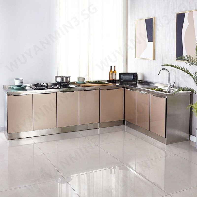 Photo inspiration: Picture Idea: Kitchen Rack Stainless Steel Cabinets Integrated Cabinet Simple Furnace