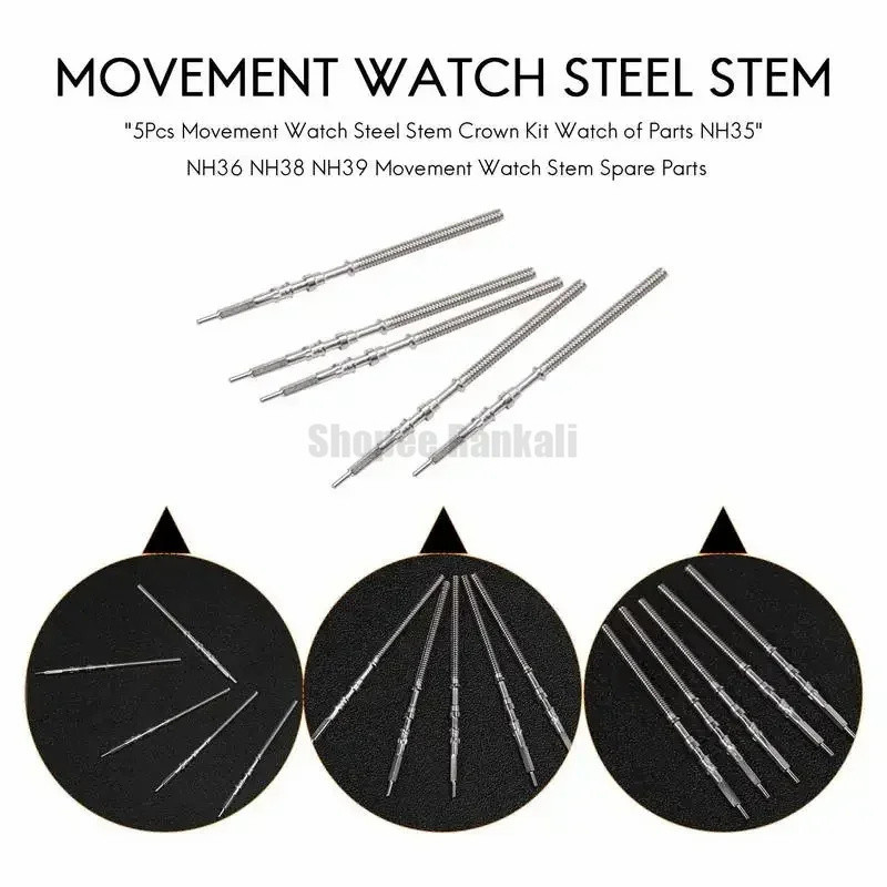 5pcs Movimento Orologio In Acciaio Stelo Corona Kit Orologio Di Parti Nh35 Nh36 Nh38 Nh39 Movimento Orologio Stelo Spa