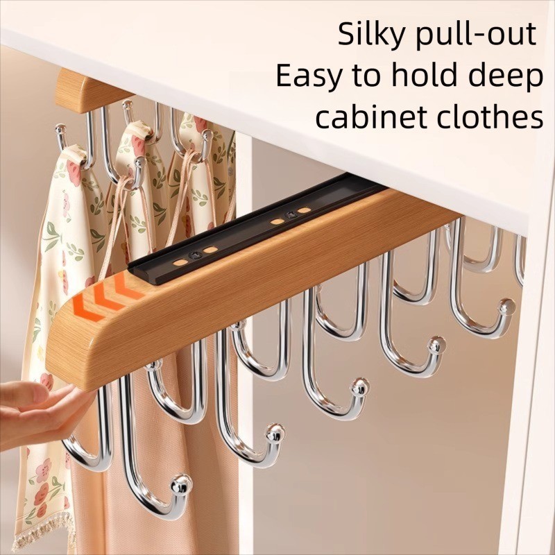 Top Slide Rail 16 Hooks Solid Wood Hanger Multi Hook Bra Tie Hat ...