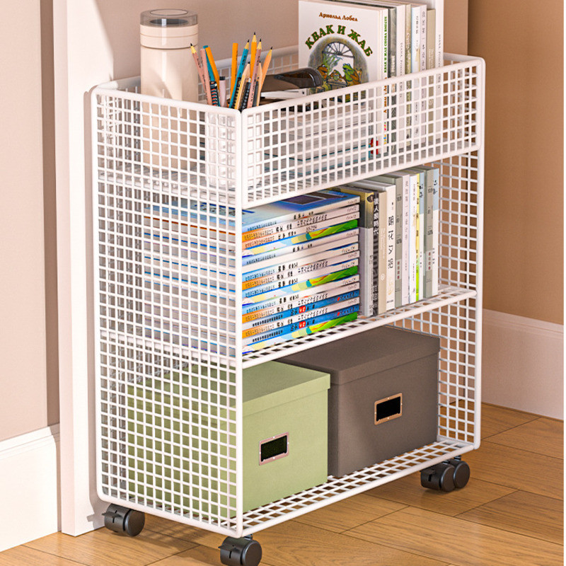 Under Desk Storage Rack Book Movable With Wheels Floor-Standing Small ...