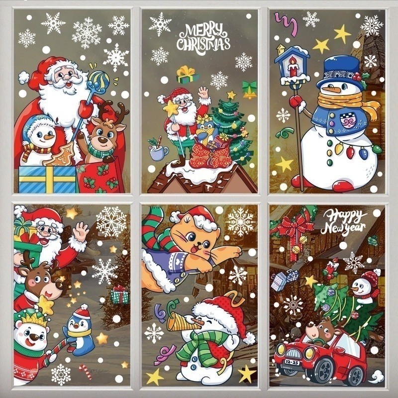 [Wholesale Price] Christmas Window Sticker Santa Claus Snowman Elk