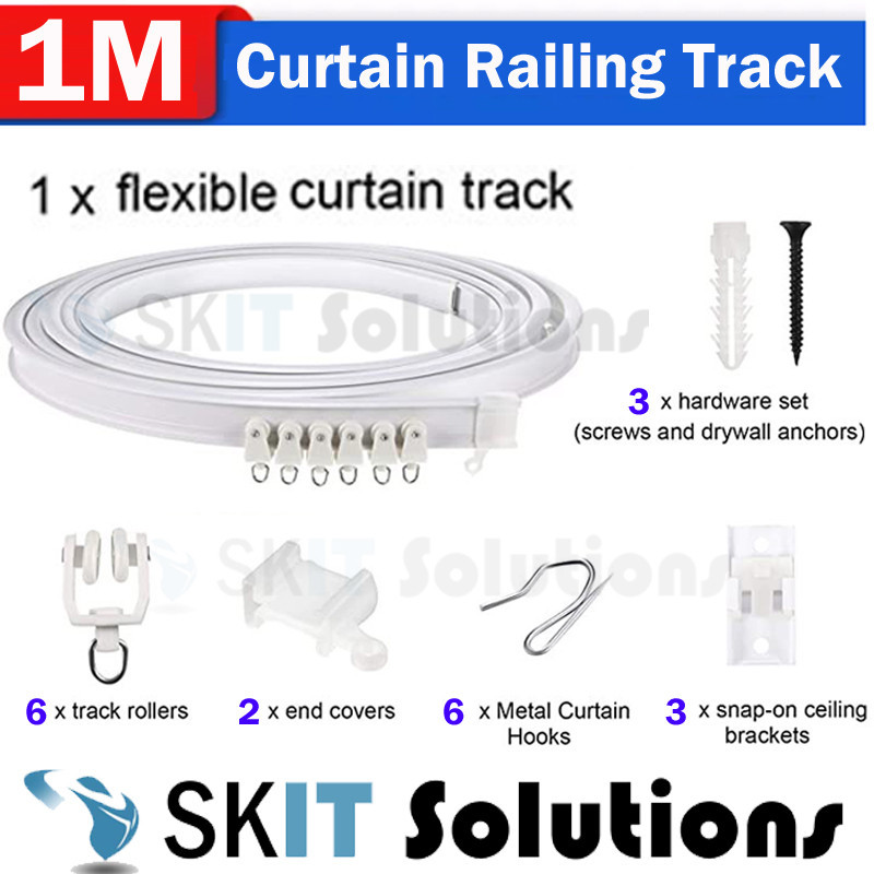 Flexible Curtain Track Rail Side/Top Mount Runner Gliders Bracket ...