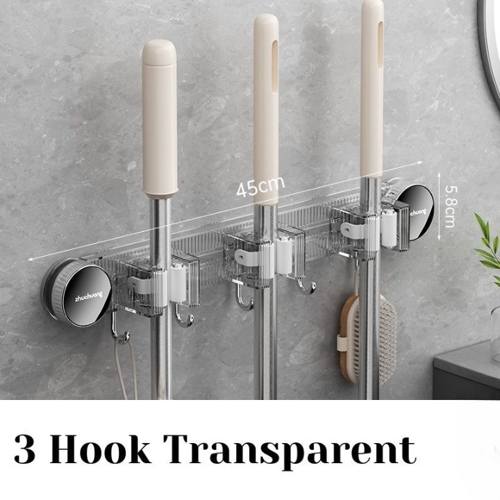 Suction Cup Broom Holder Wall Mounted No Drill Mop Brush Hanger ...