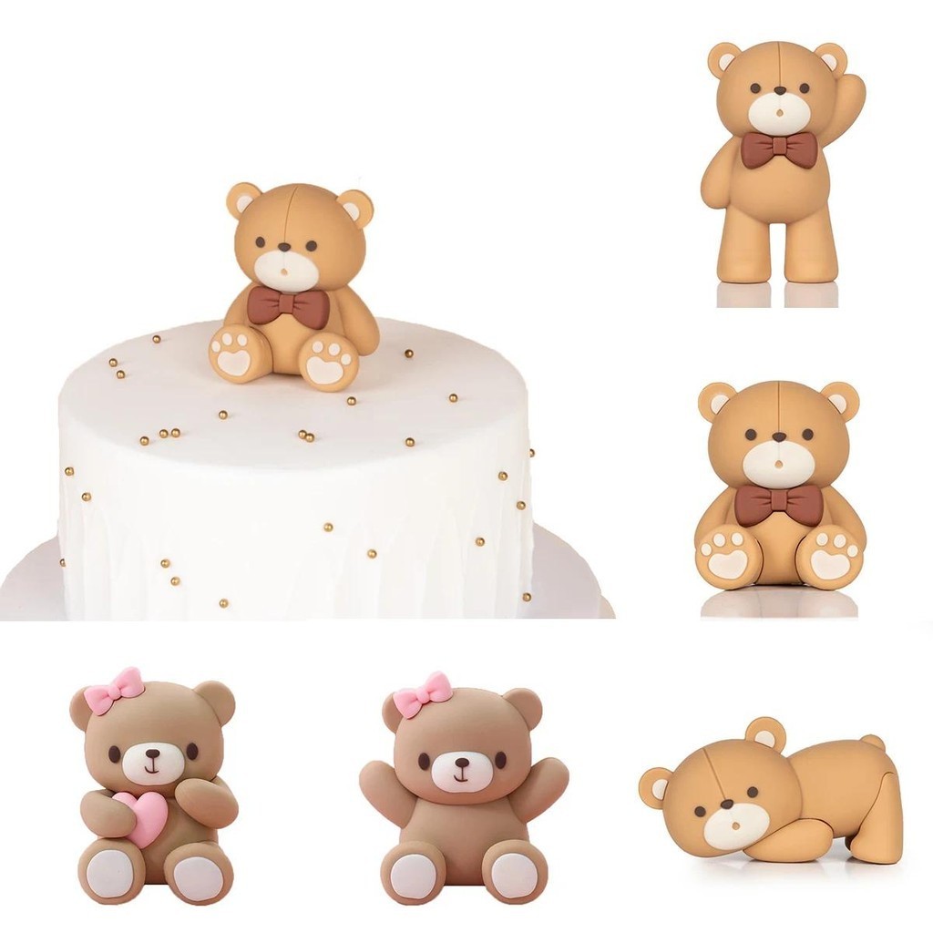 1pc Teddy Bear Cake Topper Cute Bear Cake Toppers for Birthday Cake ...