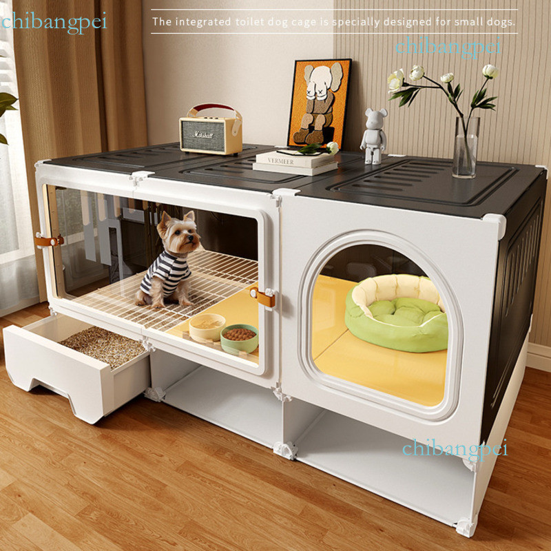 Pet Puppy Cage Small Dog with Toilet Separate Dog House Luxury Villa ...