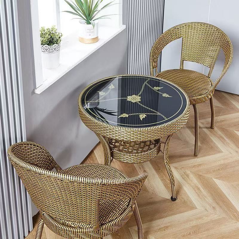 PE Rattan Patio Set Outdoor Balcony Garden Living Room Table And Chair ...