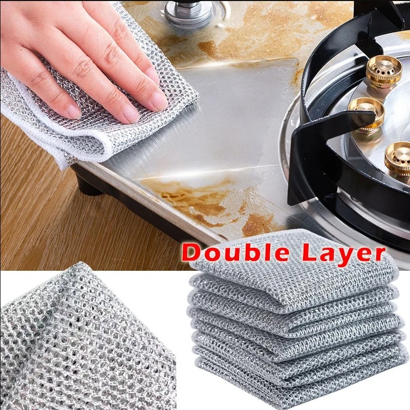 Magic Steel Wire Kitchen Towel Double -sided Thickened Metal Silver ...