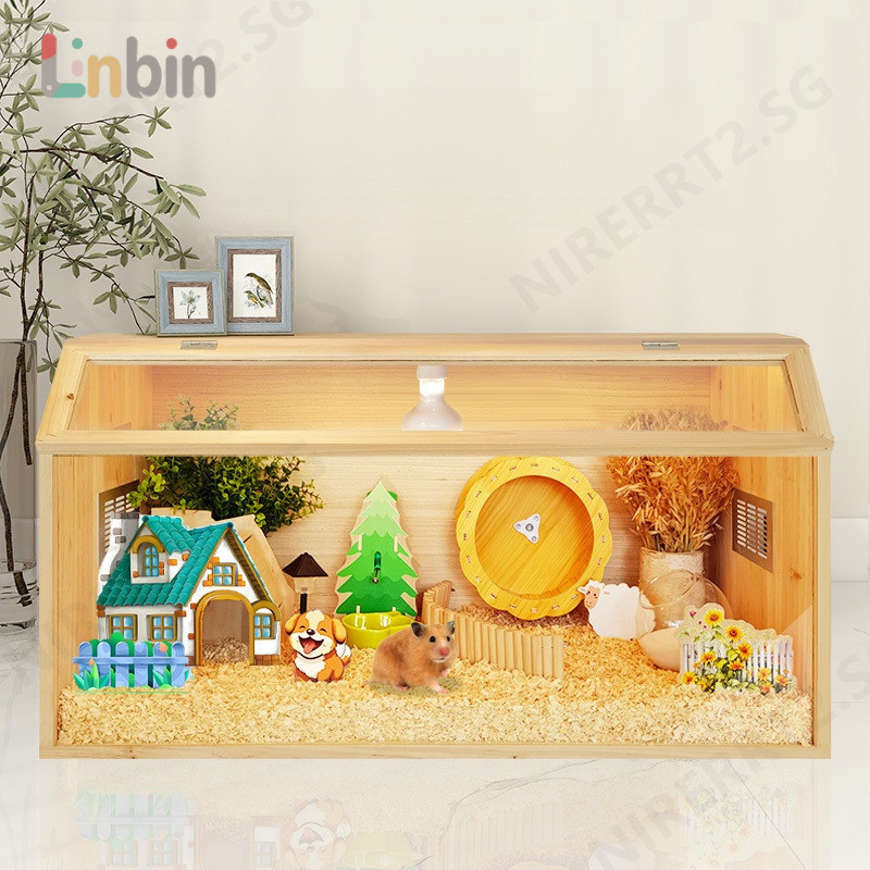 Curated visual reference: Picture Idea: Linbin Sg Hamster Cage Solid Wood Hamster House Feeding Box