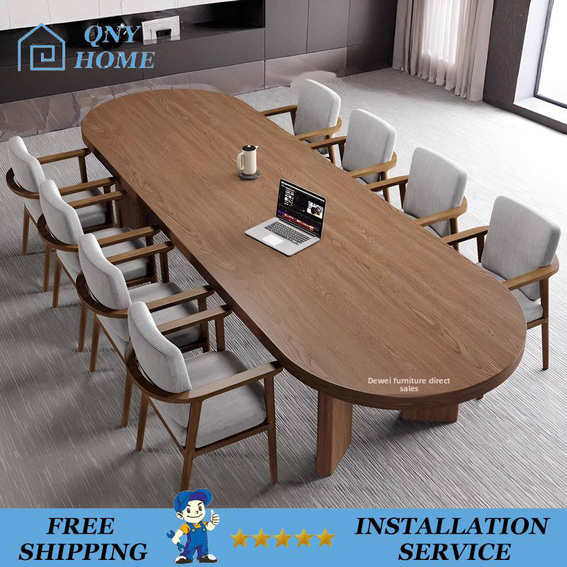 Solid Wood Conference Table Long Table Oval Table Negotiation Long ...