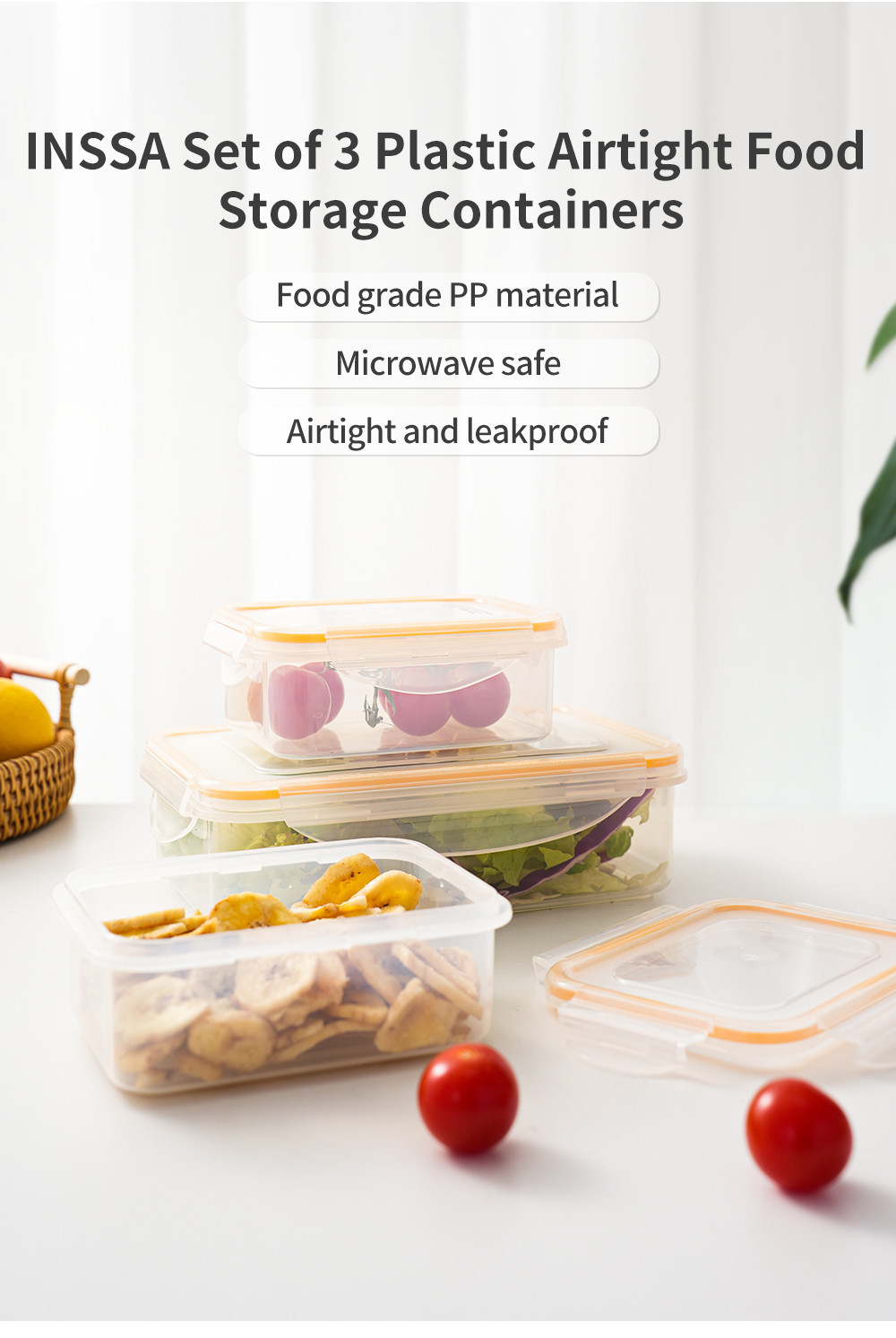 Simplus Food Storage Containers BPA Free Microwave Safe(340ML*2+800ML ...
