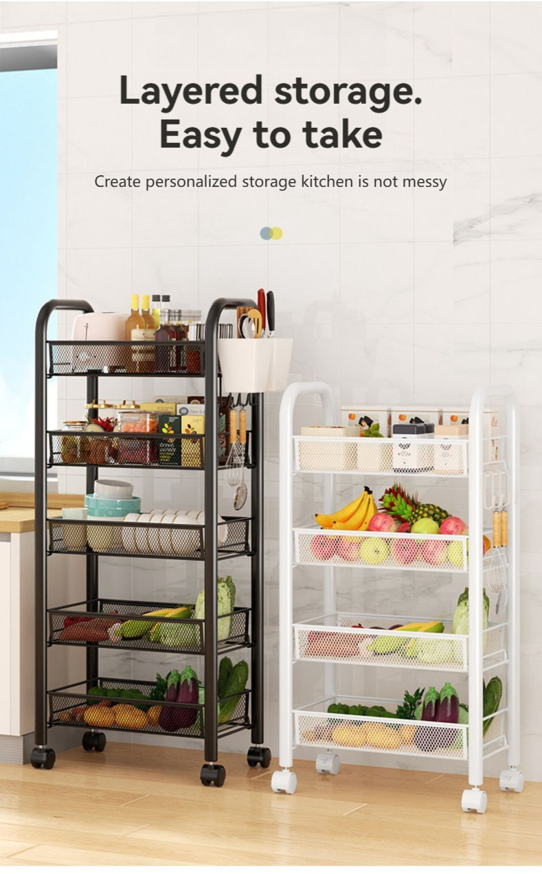 Multi Tier Kitchen Storage Rack Carbon Steel Organizer for Vegetables ...