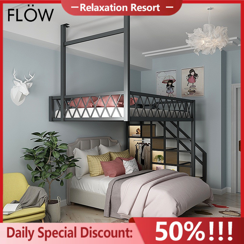 Multifunction HDB Bed Frame Half Height Bed Modern Simple Single Bed ...
