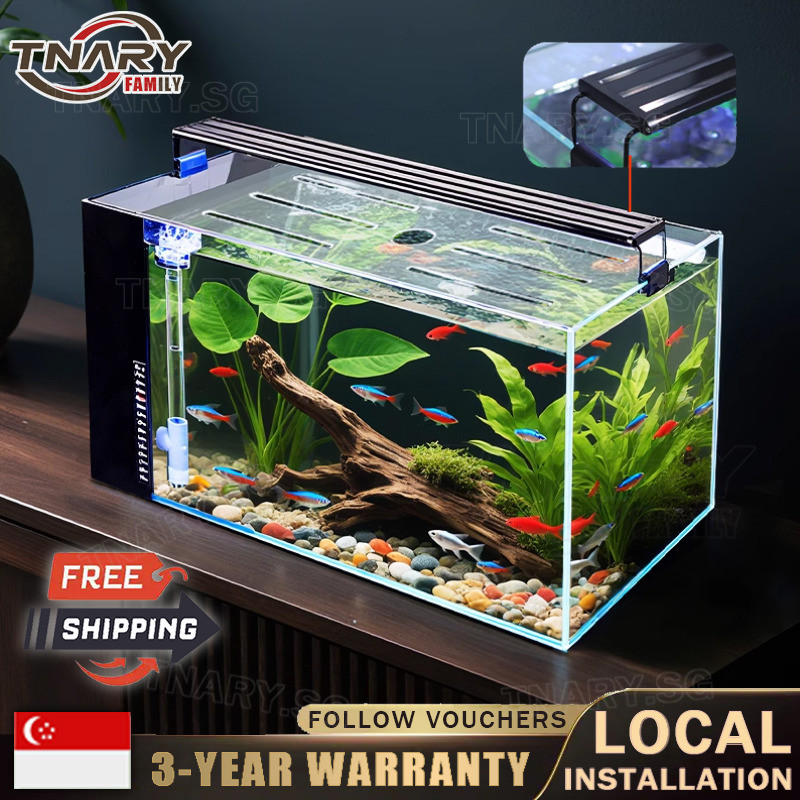 TNARY Lazy Fish Tank Starter Aquarium Fish Tank Complete Aquarium Tank ...