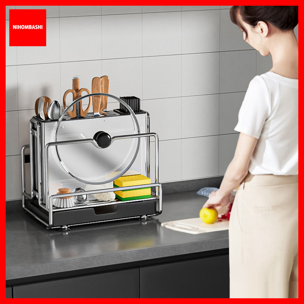 304 Stainless Steel Knife Rack Kitchen Storage Knife Holder Cutlery ...