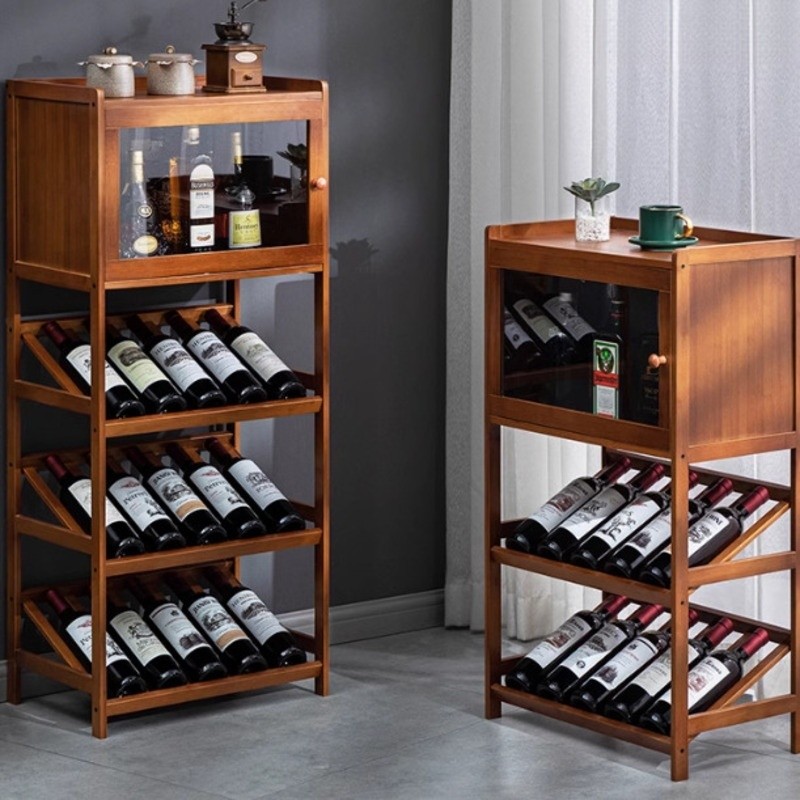 Solid Wood Cabinet Open Type Wine Rack Minimalist Wine Fridge ...