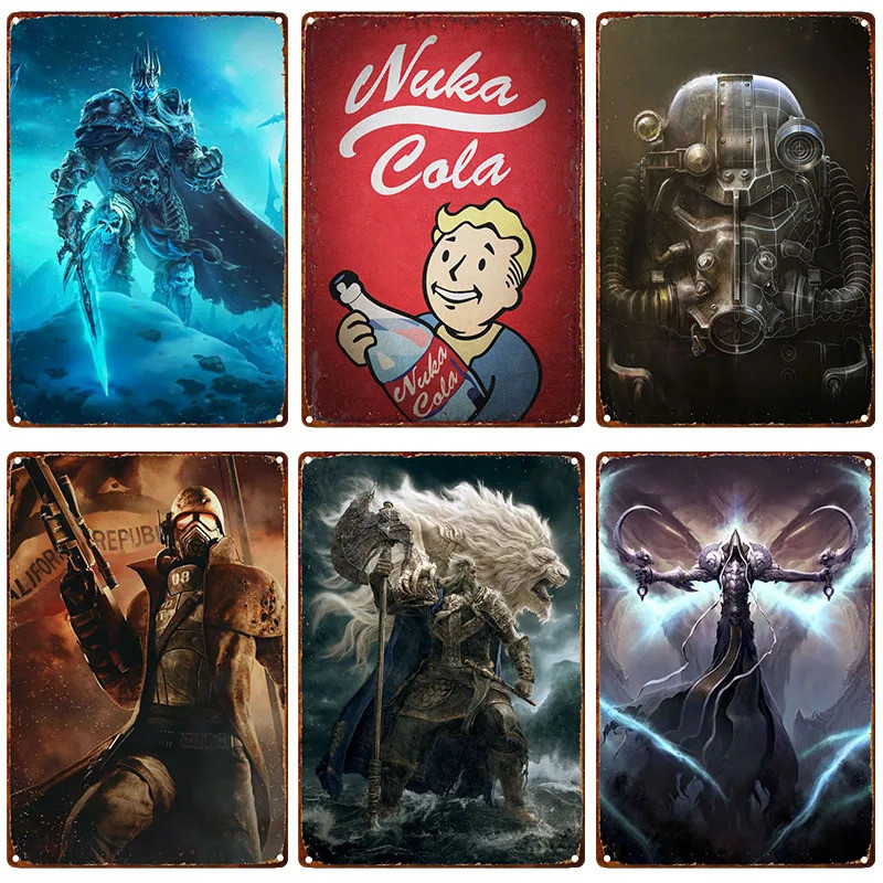 Classic Game Metal Tin Retro Tin Poster Video Gaming Room Wall ...