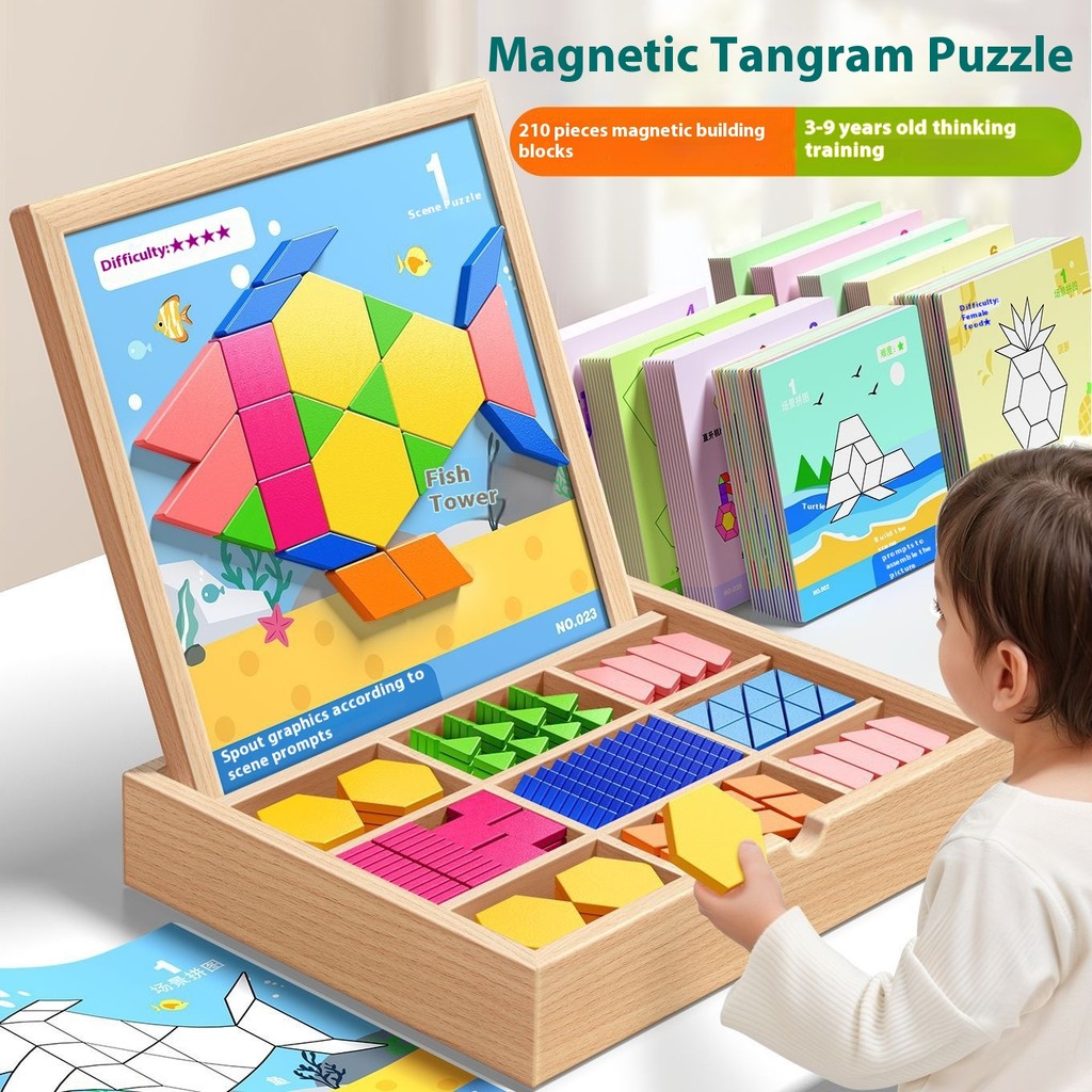Magnetic Puzzle Tangram 1 * Board Geometric Magnetic Building Blocks ...