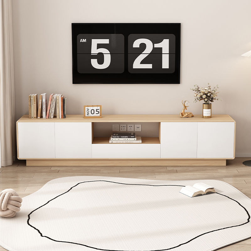 TV Console Cabinet Solid Wood Simple Modern Rounded Corner Living Room ...