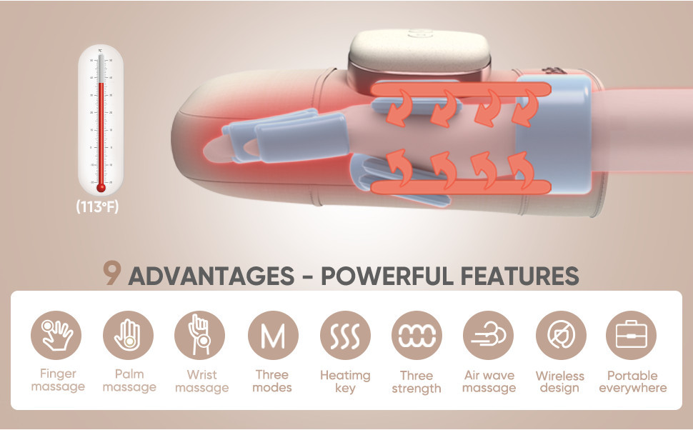 Hand Massager with Heat and Compression,Soothes Muscles and Joints ...