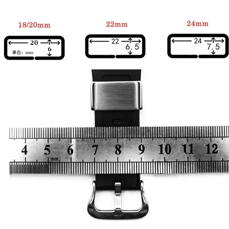 Stainless Steel Metal Watch Band Locker Ring 18mm 20mm 22mm 24mm Loop ...