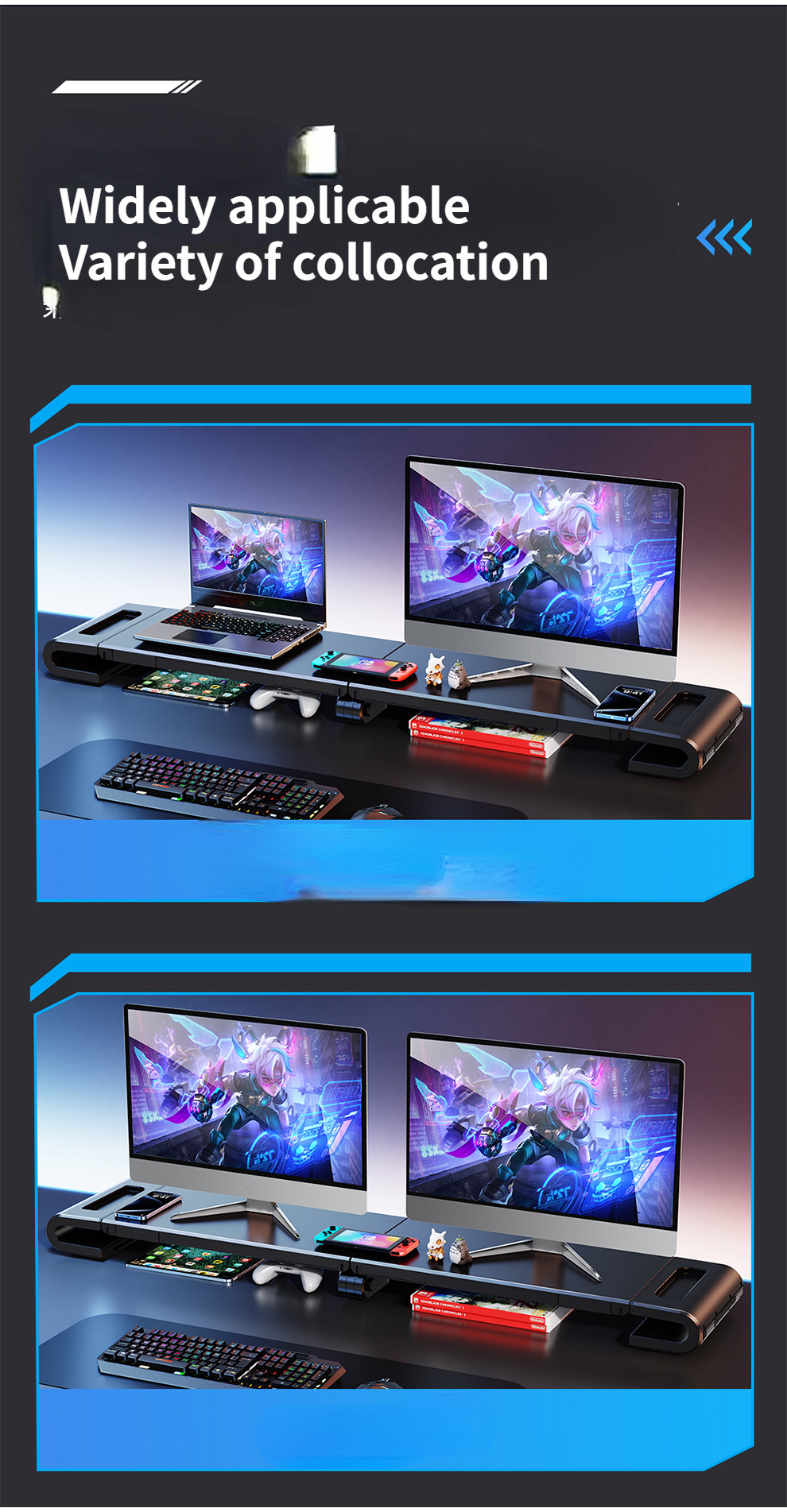 Oatsbasf Adjustable Lifting Dual-position Monitor Stand Desktop Gaming ...