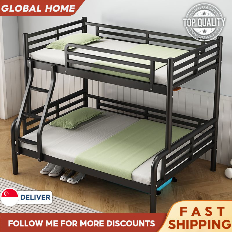 Double Bed Rack Heavy Duty Metal Bunk Bed Frame, Home & Apartment ...