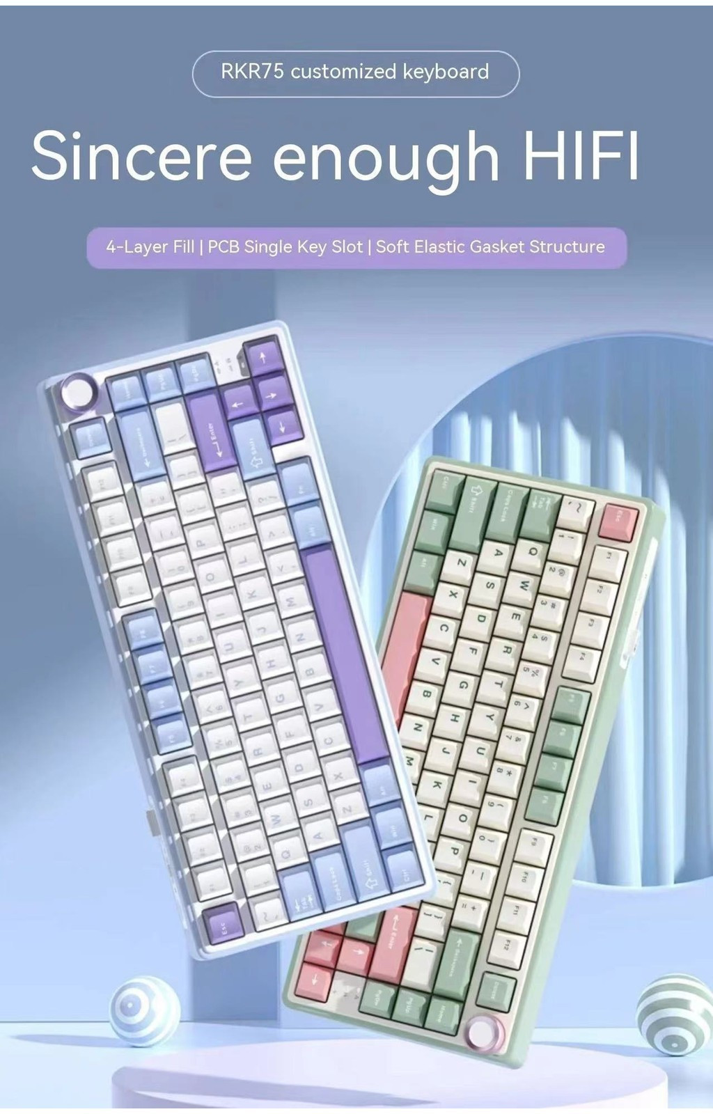 Royal Kludge R75 Pro Gasket Wireless Gamer Keyboard 75% Custom 3 Mode ...