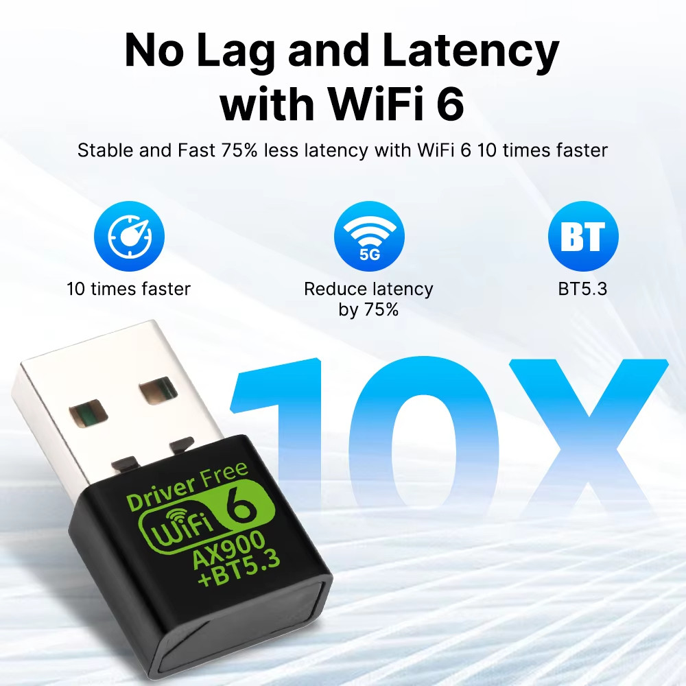 [Ready Stock] Adapter USB WiFi 6 AX900 Bluetooth 5.3 Wireless Tourist