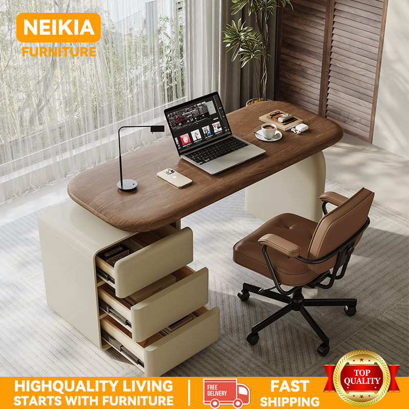 Solid Wood Home Study Desk Bedroom Study Computer Desk Simple Walnut ...