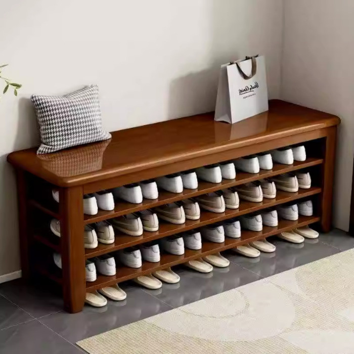 Shoe Rack Solid Wood Home Entrance Door Can Sit All-in-one Multi-layer ...