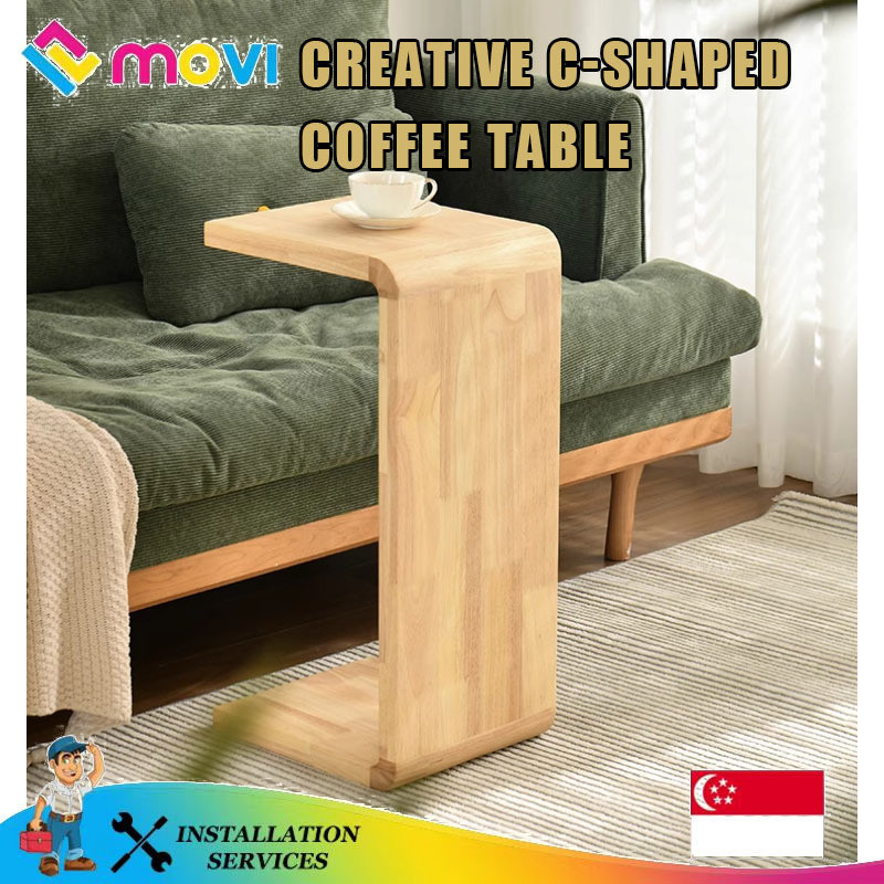 MOVI Side Table Solid Wood U-shaped Bedside Table C- Shaped Tatami ...