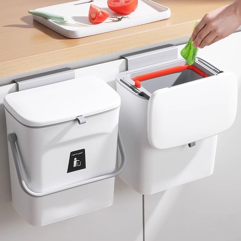 Dustbin Wall Mounted Rubbish Bin Dry Wet Dustbin With Lid Bathroom ...