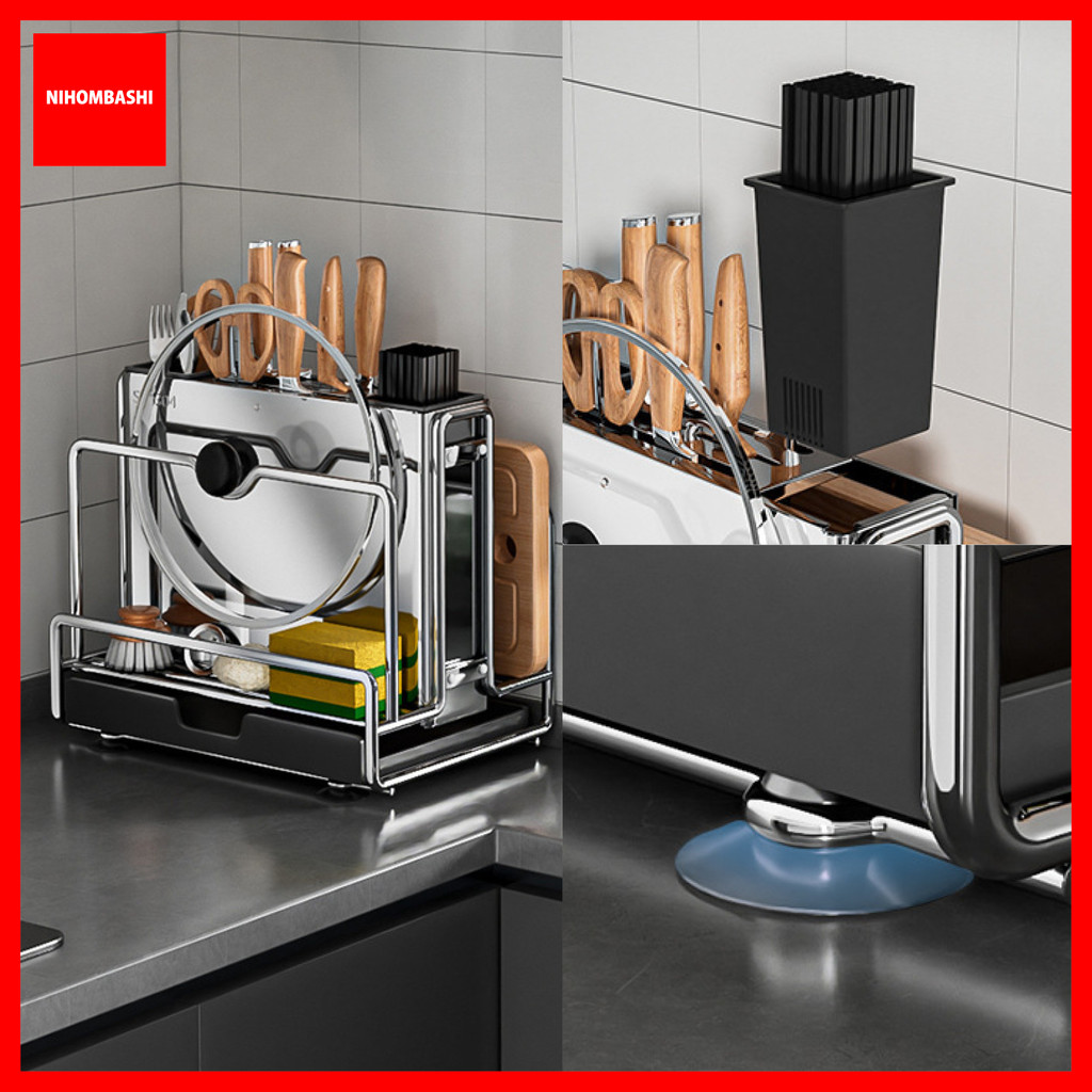 304 Stainless Steel Knife Rack Kitchen Storage Knife Holder Cutlery ...