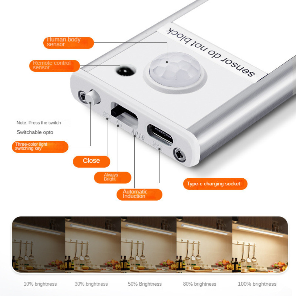 3 Colors Remote Control Motion Sensor Led Night Light Ultra-Thin Smart ...