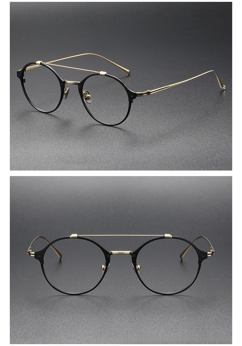 Pure Titanium Double Beam Optical Glasses Frame Pilot Design Spectacles ...