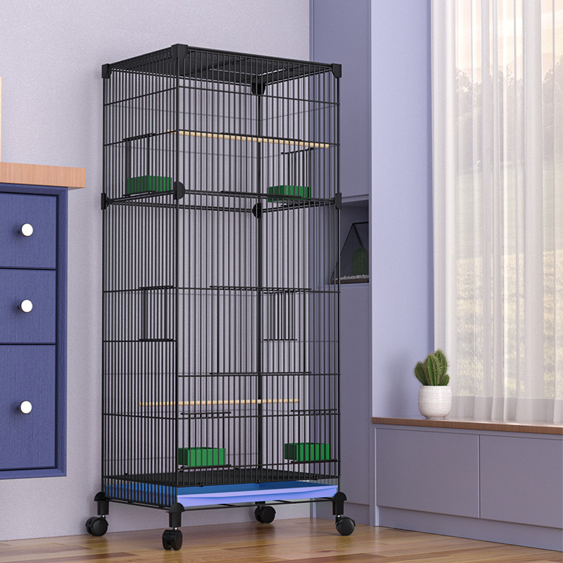Household Birdcage Parrot Cage Mobile Bird Cage Large Space Villa Easy ...