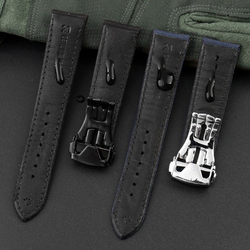 Canvas Nylon+Leather Watch Band 19mm 20mm 22mm for Omega Seamaster