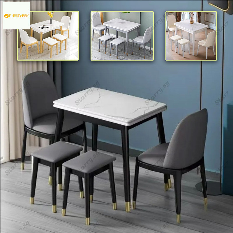 S·T Dining Table Foldable Small Unit Rock Panel Dining Modern Simple ...