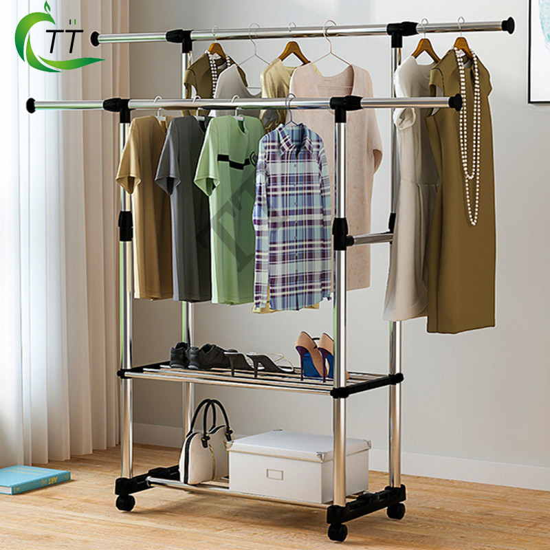 TT Clothes Drying Rack Single And Double Rod Laundry Racks Drying Racks ...