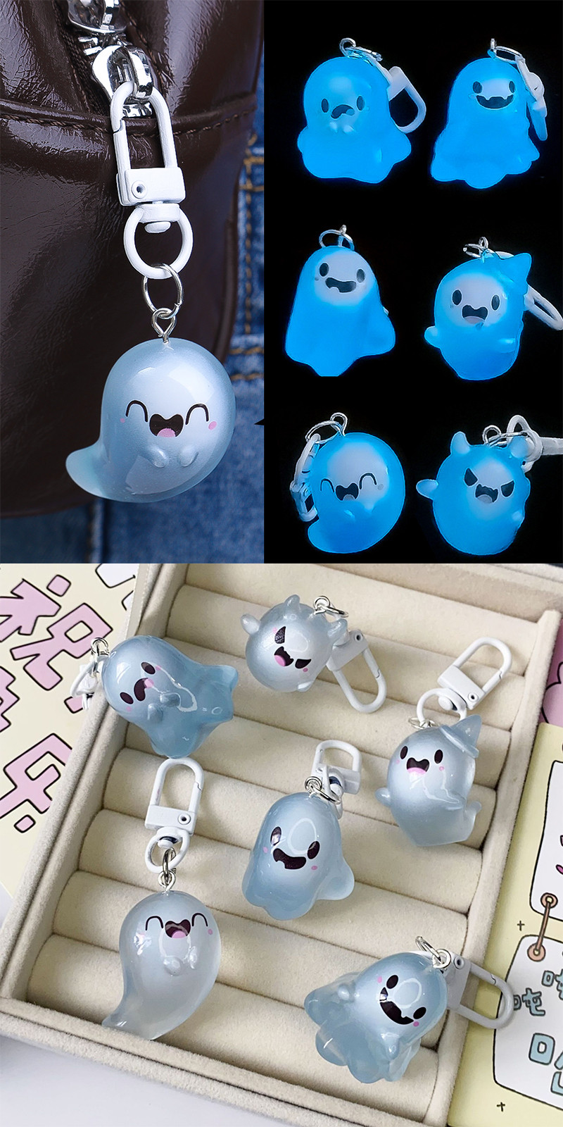 Halloween Ghost Keychain Keyring - 3 Ghost Characters By Wafflecart | Download Free STL Model