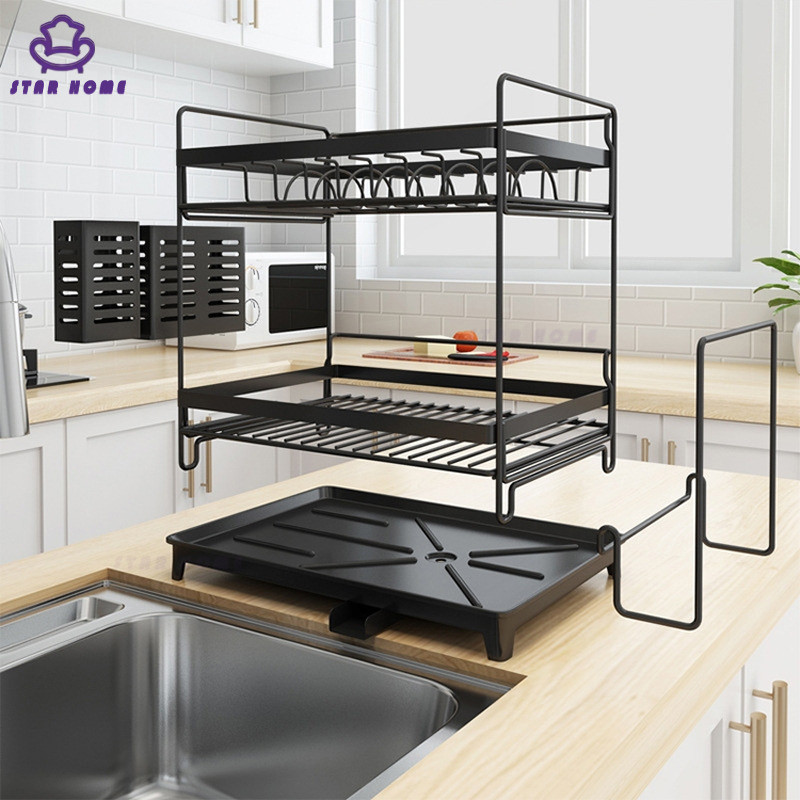 STAR Dish Drain Rack Kitchen Shelf Dish Drying Rack With Drainboard ...
