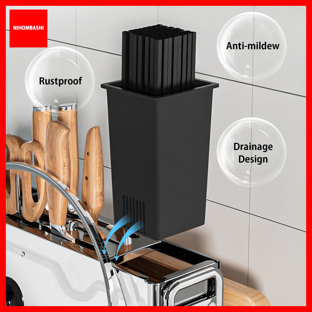 304 Stainless Steel Knife Rack Kitchen Storage Knife Holder Cutlery ...