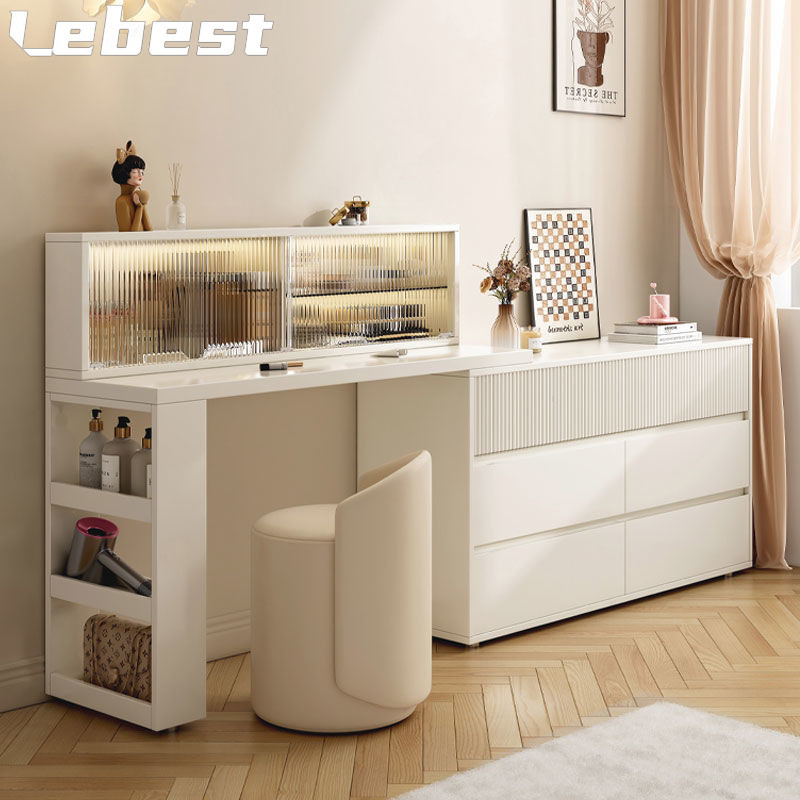 L·T Dressing table and drawer integrated cream style corner dressing ...